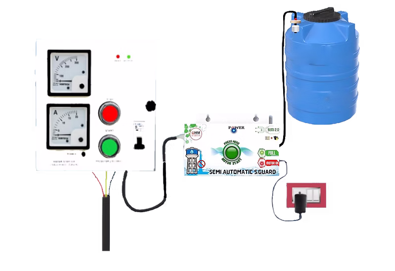 Semi Automatic Water Level Controller with control panel and tank