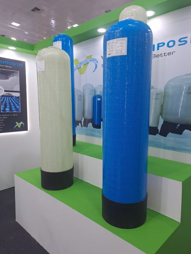 Water treatment systems on display in a showroom